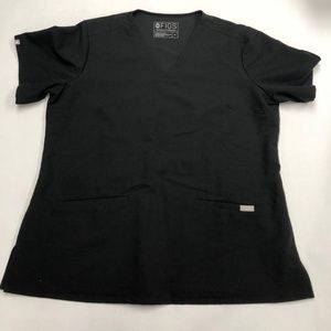 Figs black technical collection scrub v neck top